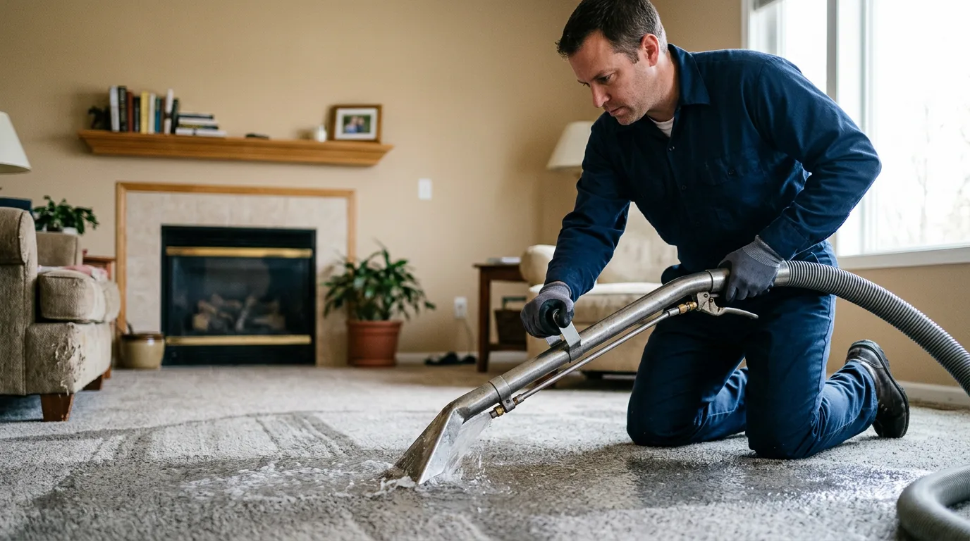 Water damage restoration technician working near Wood, PA